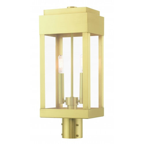 2 Light Satin Brass Outdoor Post Top Lantern Post Livex