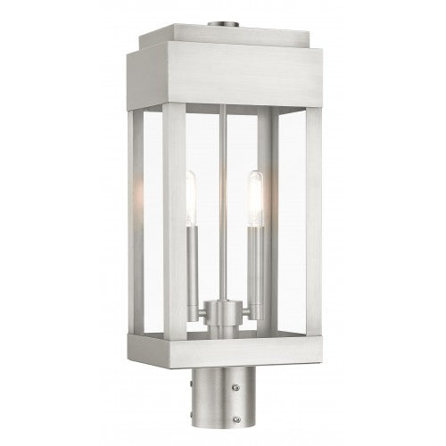 2 Light Brushed Nickel Outdoor Post Top Lantern Post Livex