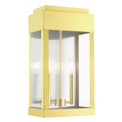 2 Light Satin Bras Outdoor Wall Lantern Exterior Livex