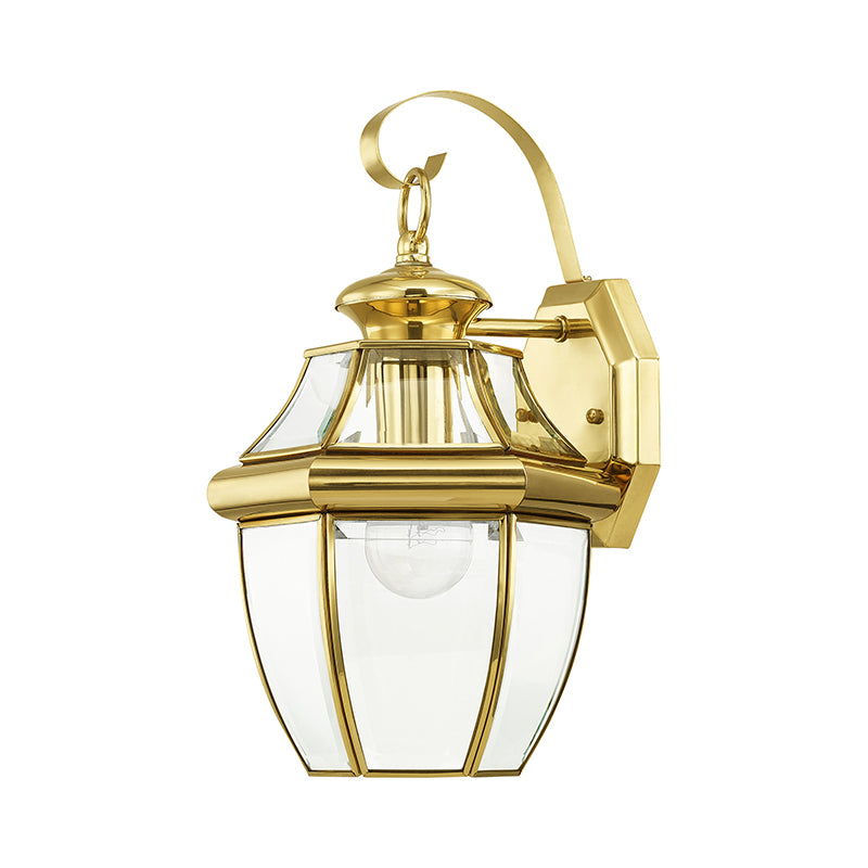 1 Light Polished Brass Outdoor Wall Lantern Exterior Livex