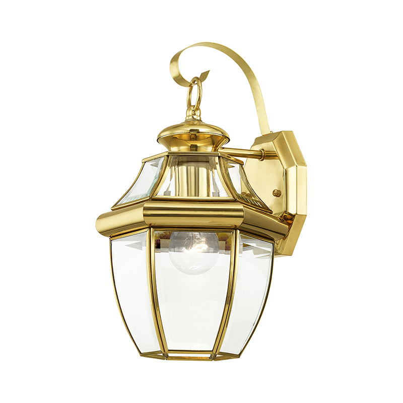 1 Light Polished Brass Outdoor Wall Lantern Exterior Livex