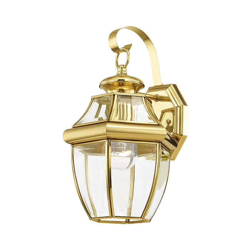 1 Light Polished Brass Outdoor Wall Lantern Exterior Livex