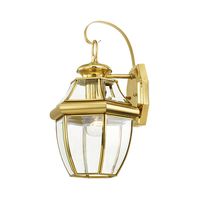 1 Light Polished Brass Outdoor Wall Lantern Exterior Livex