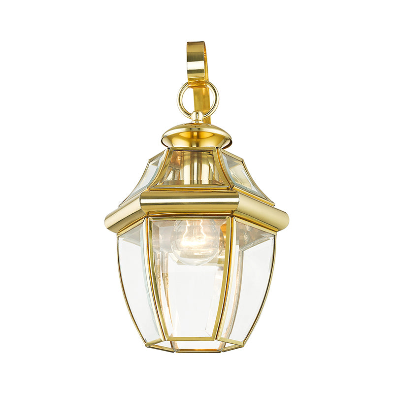 1 Light Polished Brass Outdoor Wall Lantern Exterior Livex