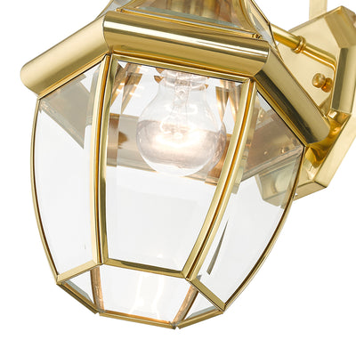 1 Light Polished Brass Outdoor Wall Lantern Exterior Livex