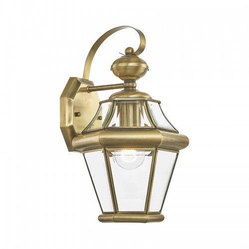 1 Light Antique Brass Outdoor Wall Lantern Exterior Livex