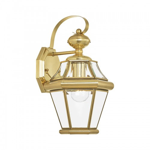 1 Light Polished Brass Outdoor Wall Lantern Exterior Livex