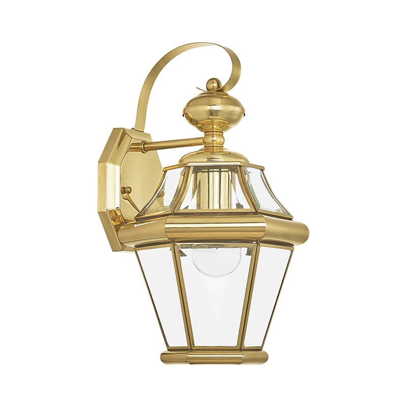 1 Light Polished Brass Outdoor Wall Lantern Exterior Livex