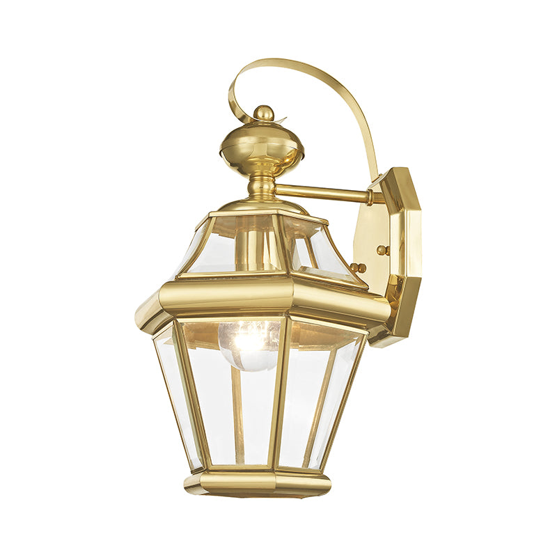 1 Light Polished Brass Outdoor Wall Lantern Exterior Livex