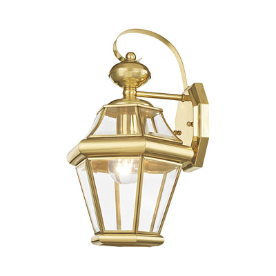 1 Light Polished Brass Outdoor Wall Lantern Exterior Livex