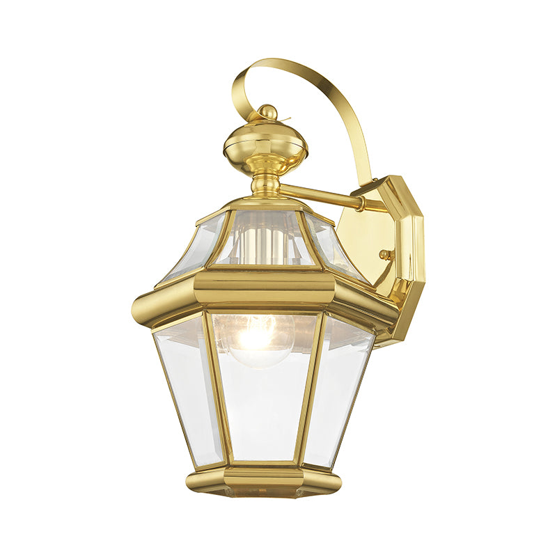 1 Light Polished Brass Outdoor Wall Lantern Exterior Livex