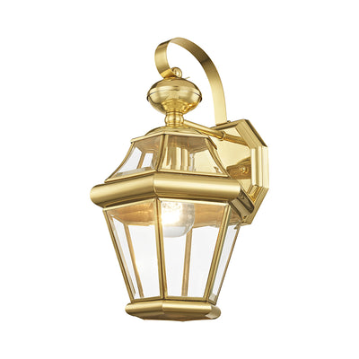 1 Light Polished Brass Outdoor Wall Lantern Exterior Livex