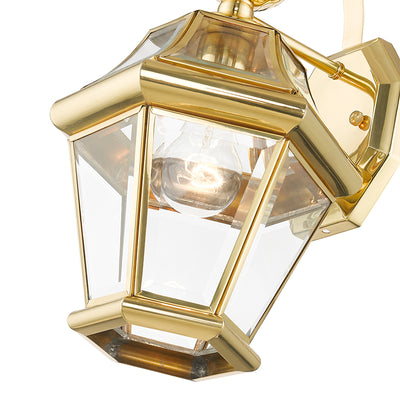 1 Light Polished Brass Outdoor Wall Lantern Exterior Livex