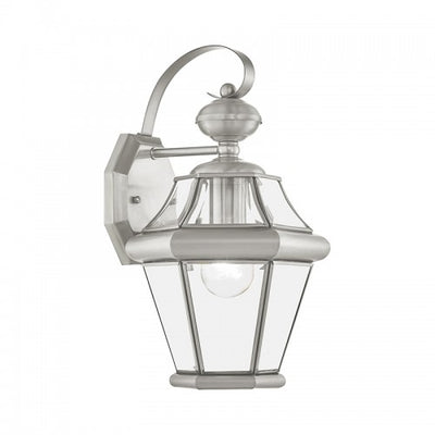 1 Light Brushed Nickel Outdoor Wall Lantern Exterior Livex