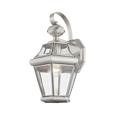 1 Light Brushed Nickel Outdoor Wall Lantern Exterior Livex