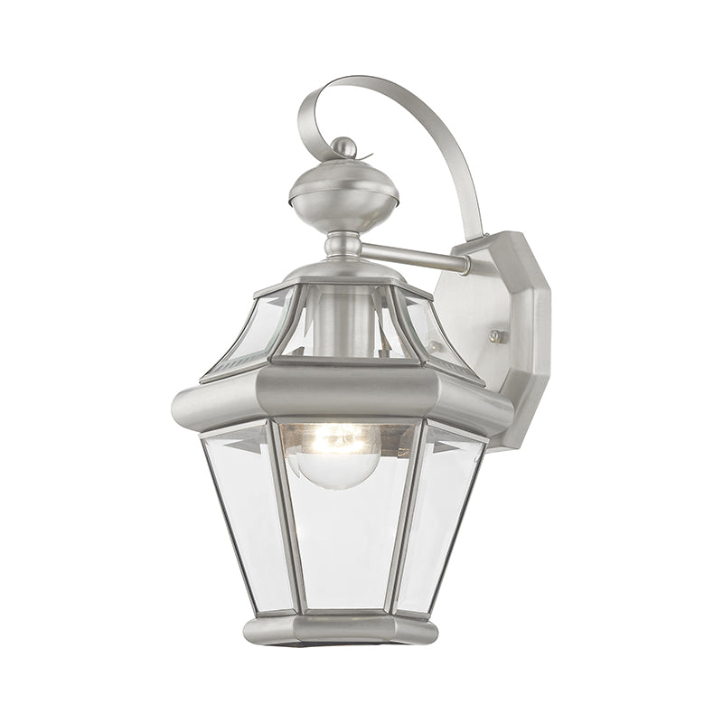 1 Light Brushed Nickel Outdoor Wall Lantern Exterior Livex