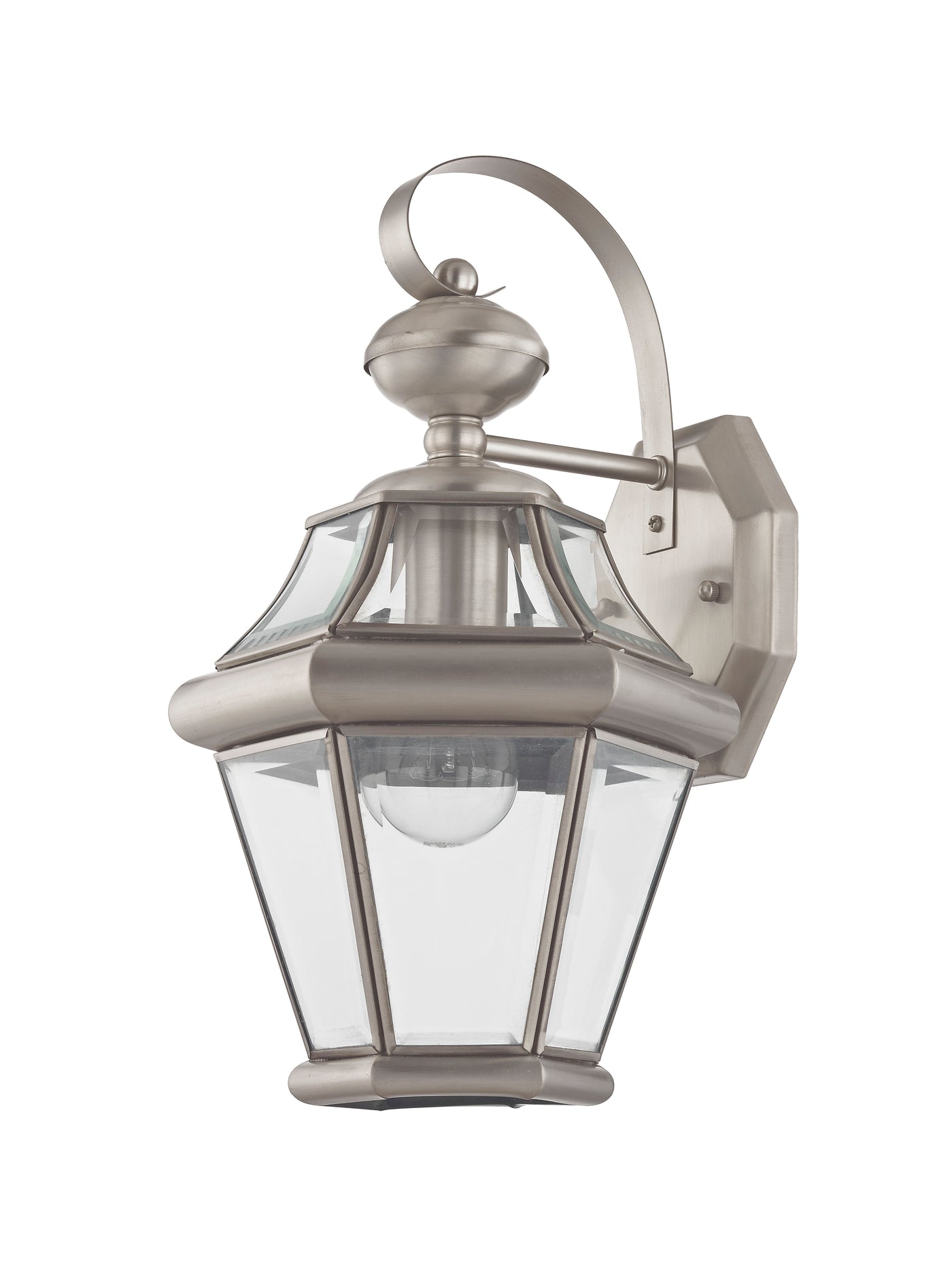 1 Light Brushed Nickel Outdoor Wall Lantern Exterior Livex