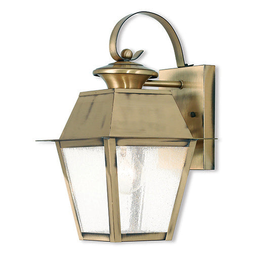 1 Light Antique Brass Outdoor Wall Lantern Exterior Livex