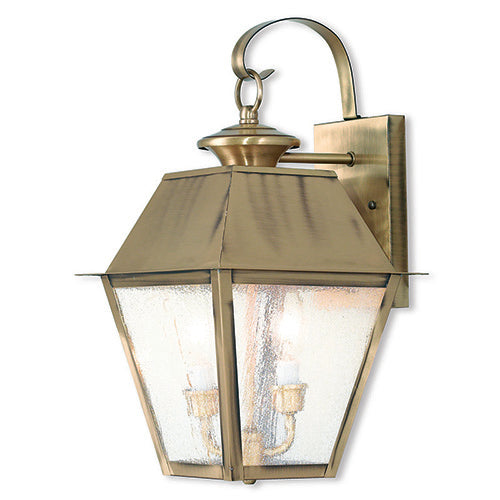 2 Light Antique Brass Outdoor Wall Lantern Exterior Livex