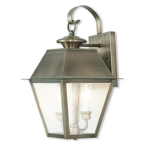 2 Light Vintage Pewter Outdoor Wall Lantern Exterior Livex