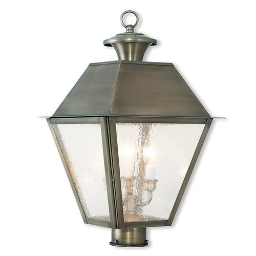 3 Light Vintage Pewter Post Top Lantern Post Livex