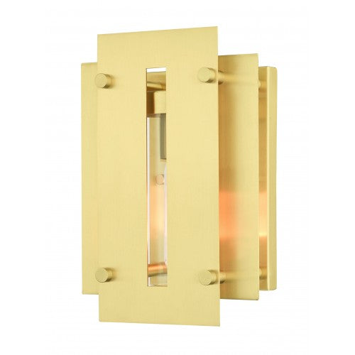 1 Light Satin Brass Outdoor Wall Lantern Exterior Livex