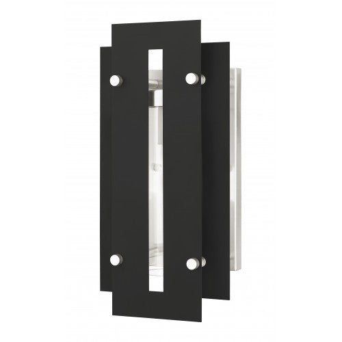 1 Light Black & Brushed Nickel Outdoor Wall Lantern Exterior Livex