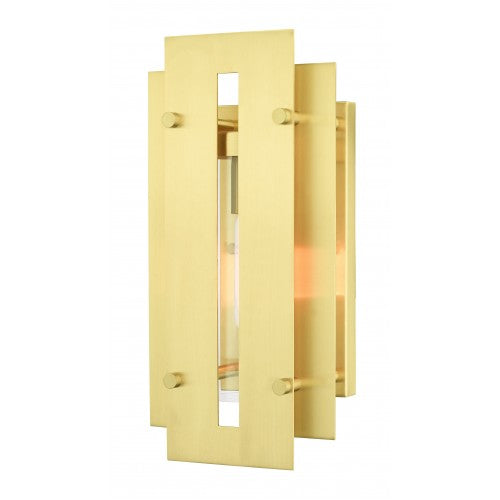 1 Light Satin Brass Outdoor Wall Lantern Exterior Livex