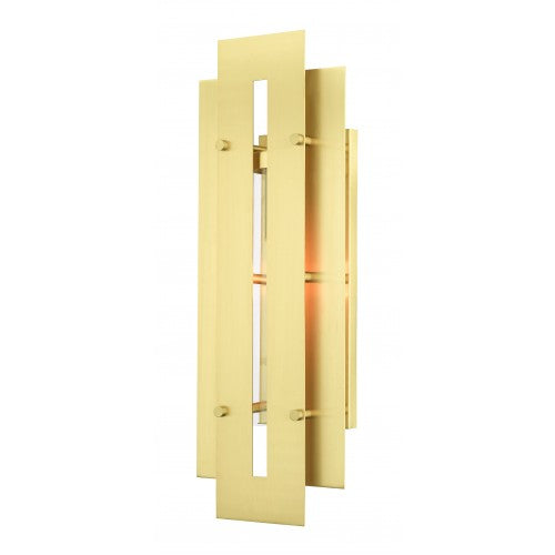 1 Light Satin Brass Outdoor Wall Lantern Exterior Livex