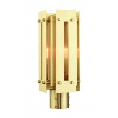 1 Light Satin Brass Outdoor Post Top Lantern Post Livex