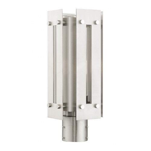 1 Light Brushed Nickel Outdoor Post Top Lantern Post Livex