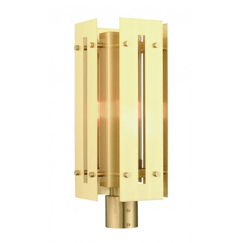 1 Light Satin Brass Outdoor Post Top Lantern Post Livex