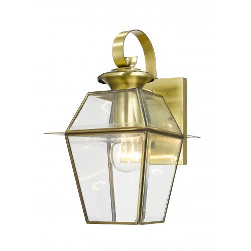 1 Light Antique Brass Outdoor Wall Lantern Exterior Livex