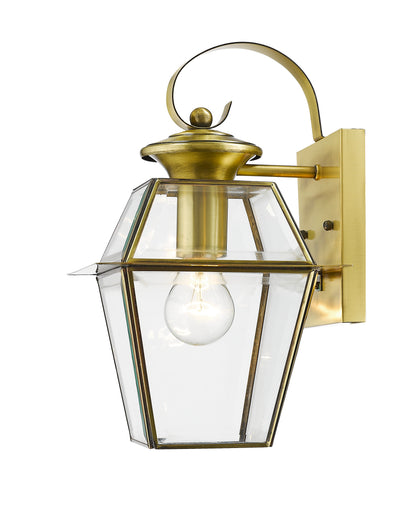 1 Light Antique Brass Outdoor Wall Lantern Exterior Livex