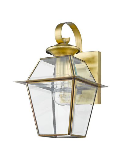 1 Light Antique Brass Outdoor Wall Lantern Exterior Livex