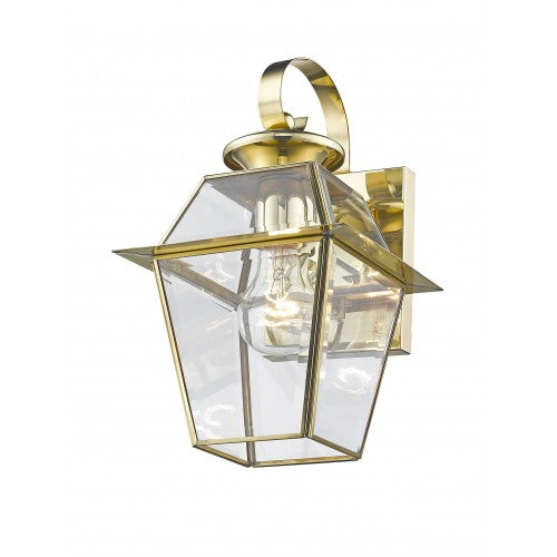 1 Light Polished Brass Outdoor Wall Lantern Exterior Livex