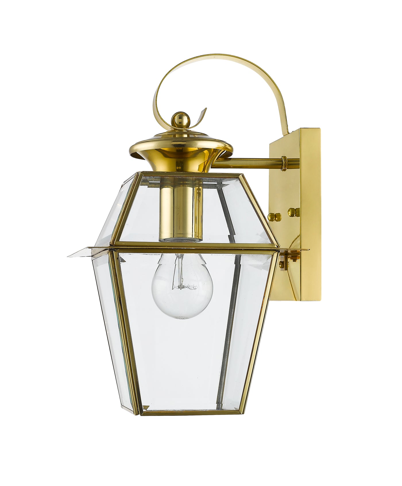 1 Light Polished Brass Outdoor Wall Lantern Exterior Livex