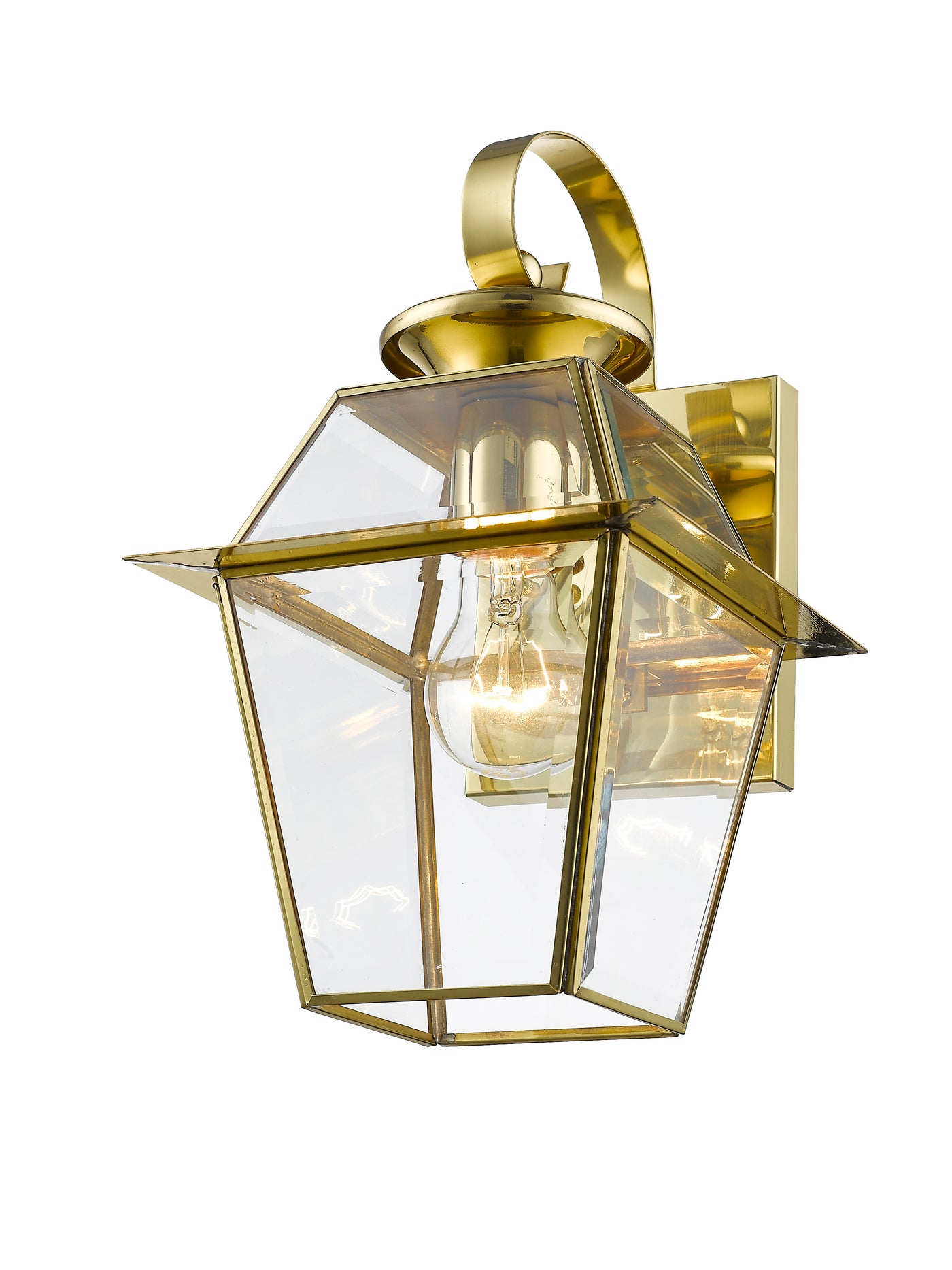 1 Light Polished Brass Outdoor Wall Lantern Exterior Livex