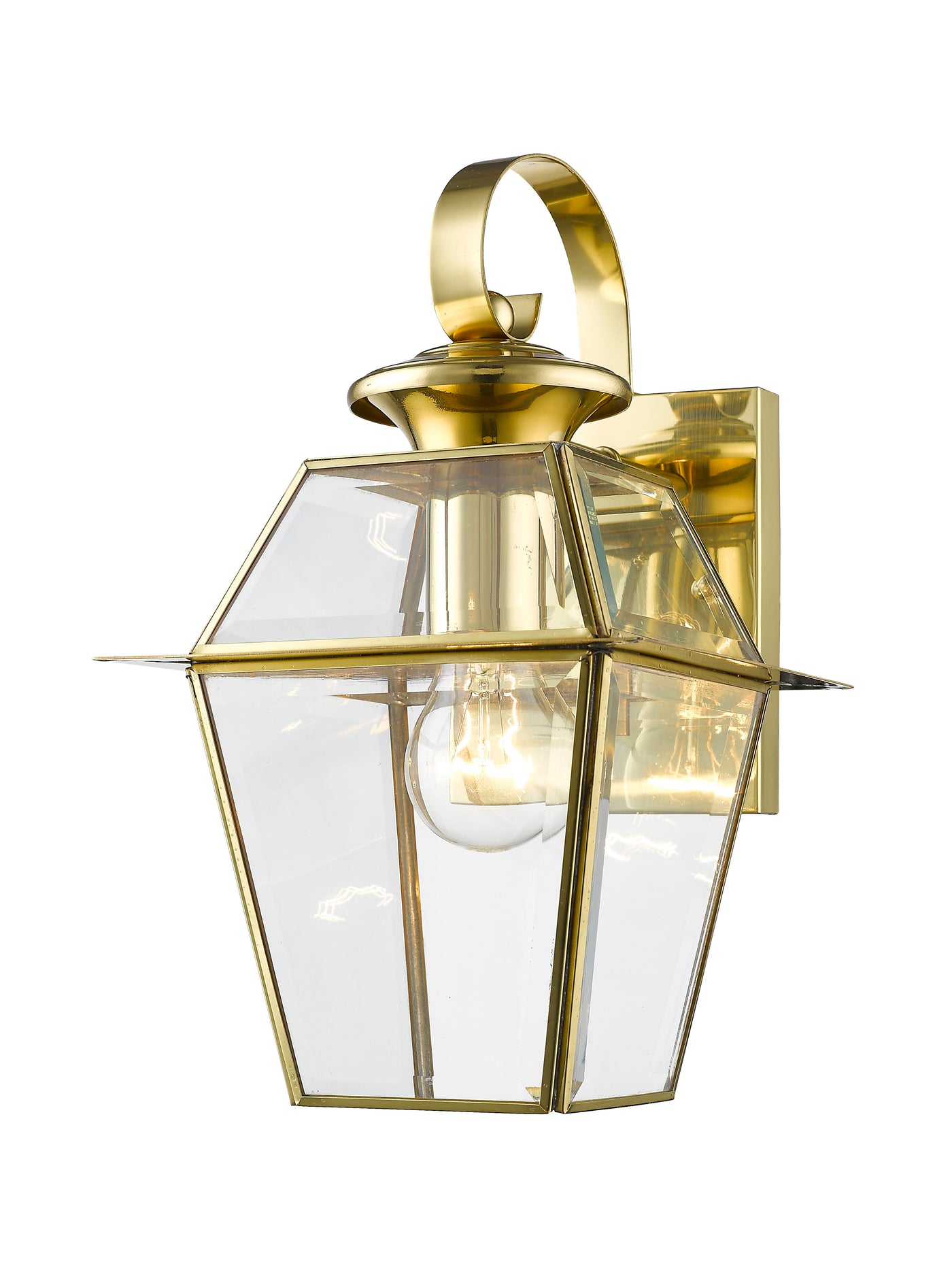 1 Light Polished Brass Outdoor Wall Lantern Exterior Livex