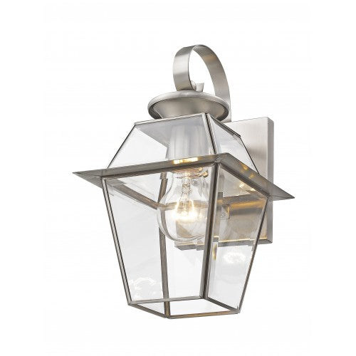 1 Light Brushed Nickel Outdoor Wall Lantern Exterior Livex