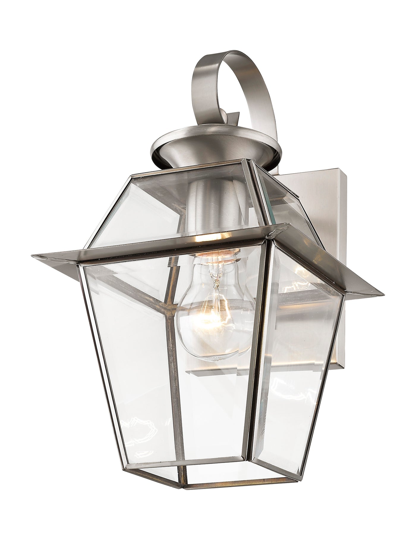 1 Light Brushed Nickel Outdoor Wall Lantern Exterior Livex