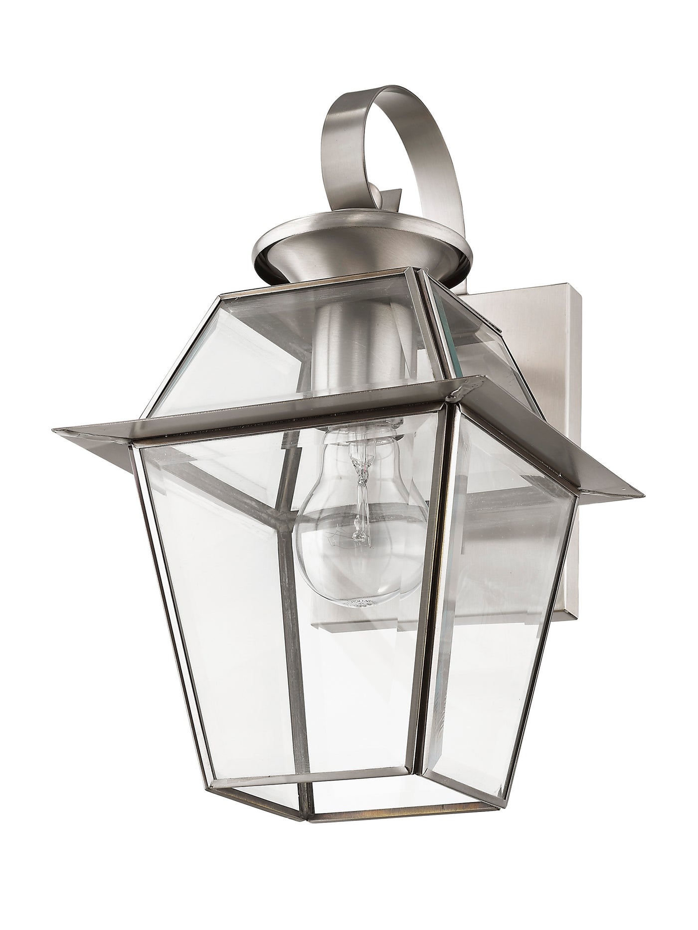 1 Light Brushed Nickel Outdoor Wall Lantern Exterior Livex