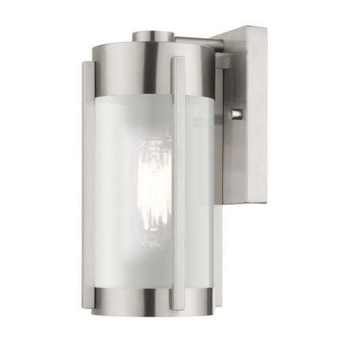 1 Light Brushed Nickel Outdoor Wall Lantern Exterior Livex