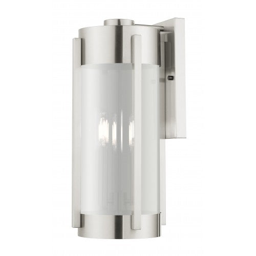 3 Light Brushed Nickel Outdoor Wall Lantern Exterior Livex