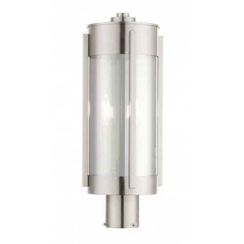 2 Light Brushed Nickel Outdoor Post Top Lantern Post Livex