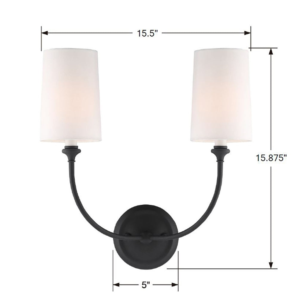 Libby Langdon Sylvan 2 Light Black Forged Sconce Wall Sconce Crystorama