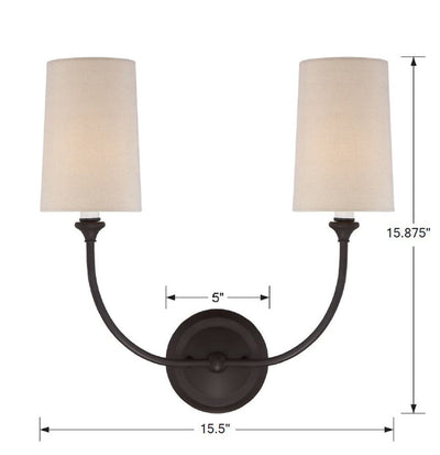 Libby Langdon Sylvan 2 Light Dark Bronze Sconce Wall Sconce Crystorama