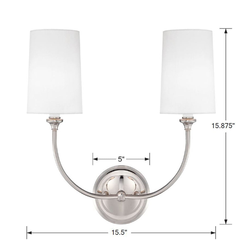 Libby Langdon Sylvan 2 Light Polished Nickel Sconce Wall Sconce Crystorama