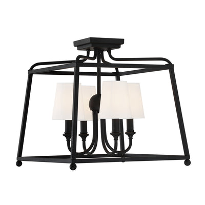 Libby Langdon Sylvan 4 Light Black Forged Semi Flush Mount Semi Flush Crystorama