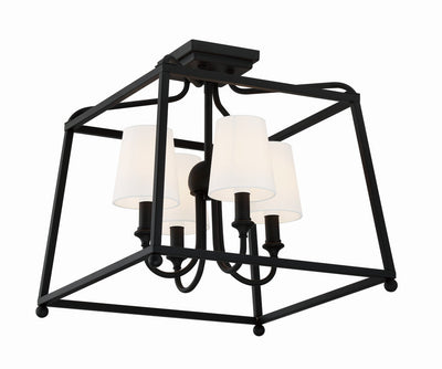 Libby Langdon Sylvan 4 Light Black Forged Semi Flush Mount Semi Flush Crystorama